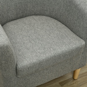 Fotoliu Modern, Scaun Accent Tapițat cu Picioare din Lemn, Scaun din Material Textil, 74x63x73 cm, Gri - Img 9
