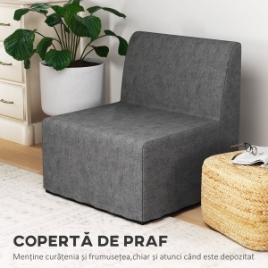 Fotoliu-Pat Modern cu Pernă și Husă de Protecție Antipraf, 67x70x74 cm, Gri - Img 7