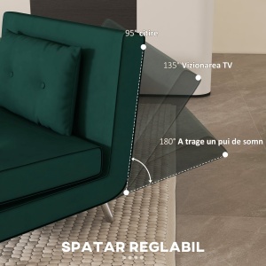 Fotoliu Pat Rabatabil 3‑in‑1 – Catifea cu Perna Inclusa - Img 5