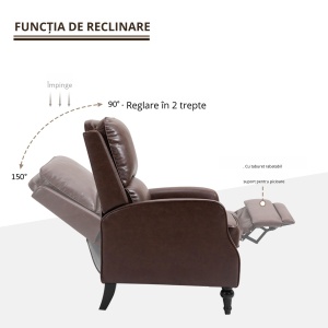 Fotoliu Relax Rabatabil 90° si 150° Manual din piele - Img 6