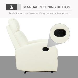 Fotoliu Relax Rabatabil Ergonomic Piele Sintetica 65 × 92 × 100cm Crem - Img 7