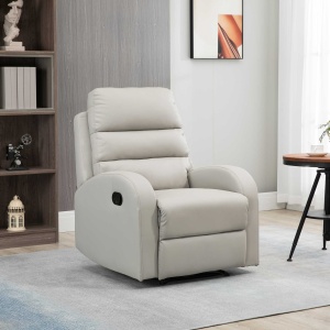 Fotoliu Relaxant din PU cu Suport pentru Picioare – Gri - Img 2