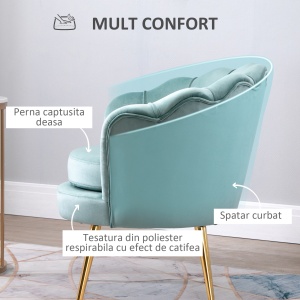 Fotoliu Vintage – Catifea Verde 76×76×74 cm, Design Elegant - Img 5