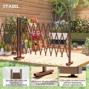 Gard Extensibil Mobil Pliabil din Aluminiu, 300cm x 103,5 cm, Maro Închis - Img 5