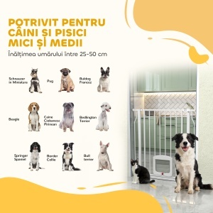 Gard Extensibil pentru Câini și Pisici cu Ușiță Integrată, Gard din Oțel și ABS, 75-85x2x76 cm, Alb - Img 9