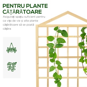 Ghivece din Lemn cu Grilaj pentru Catarat Vita de Vie, Paturi Suprainaltate pentru Gradina din Curte, Jardiniera in Aer Liber pentru Legume, Flori, Ierburi, Nuanta Natur Antichizata - Img 4