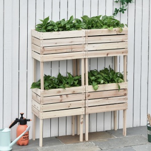 Ghiveci de Gradina Ridicat cu 4 Ghiveci pentru Plante de 50x30x60cm din Lemn - Img 2