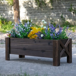 ghiveci din lemn pentru plante, 100x36.5x36 cm, maro - Img 2