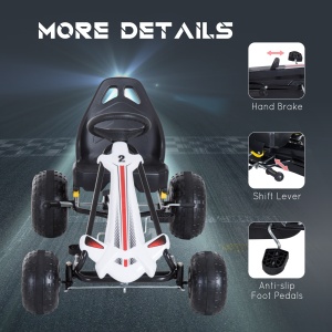 Go-Kart cu Pedale pentru Copii, Alb si Negru - Img 8