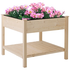 Gradina Flori Acoperis Urban din Lemn cu Husa din Tesatura, 91x91x81cm - Img 1