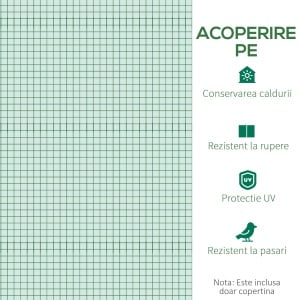 Învelitoare pentru Seră cu 12 Ferestre, Ușă Rulabilă și Margini Îngropate, 3x2x2 m, Verde - Img 6