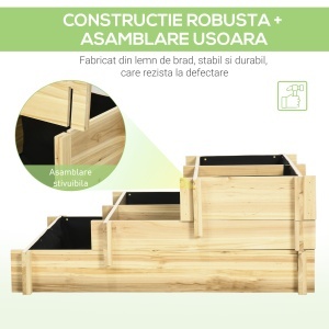 Jardiniera 3 Niveluri din Lemn de Brad – Cultivare Usoara in Gradina - Img 6