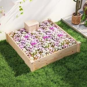 Jardinieră de Exterior cu Compostor și Bază Deschisă din Lemn de Brad, 123x123x25,5 cm, Lemn Natural - Img 9