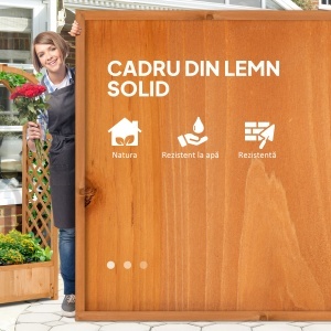 Jardiniera de Exterior din Lemn de Brad Maro cu Arc Decorativ si Grile pentru Plante Cataratoare, 83x36x152 cm - Img 6