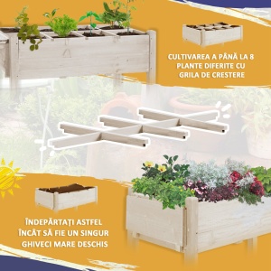 Jardiniera din lemn pentru gradina, 123x54x74cm, maro - Img 4