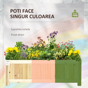 Jardiniera din Lemn Pliabila de Exterior , Inchisa ermetic cu Baza de Scurgere, 70x30x25cm - Img 6