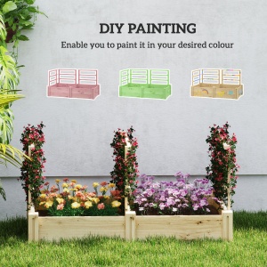 Jardinieră Înălțată din Lemn cu 3 Suporturi pentru Plante, 119x62,5x64 cm, Natural - Img 6