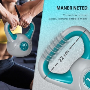 Kettlebell 10kg – PU cu Nisip, Baza Stabila & Maner Ergonomic - Img 4
