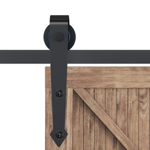 Kit pentru Ușă Culisantă, Șină pentru Ușă Culisantă Simplă cu Rolele Stil Rustic, 200x4x0,6 cm, Maro - Img 5