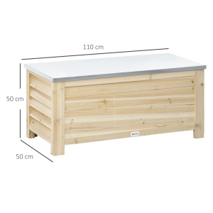 Ladă de Depozitare Exterior din Lemn cu Capac din Metal Galvanizat și Design cu Șipci 110x50x50 cm Culoare Naturală - Img 3