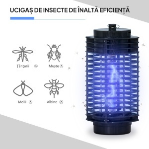 Lampă Antițânțari cu Lumină UV, 3W, pentru Interior și Exterior, Negru - Img 5
