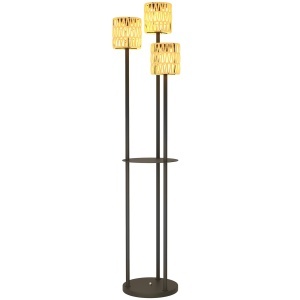 Lampă de Exterior cu 3 Lumini, Raft Central și Bază Rotundă, Ø37x144 cm, Negru - Img 1