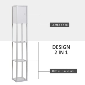 Lampa de Podea cu 3 Polite Integrate Cuplare E27 Putere 40W Alb - Img 4