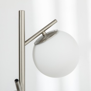 Lampă de Podea Modernă cu 3 Puncte de Iluminat, Lampă de Podea din Metal și Sticlă, Ø27x169 cm, Argintiu - Img 8