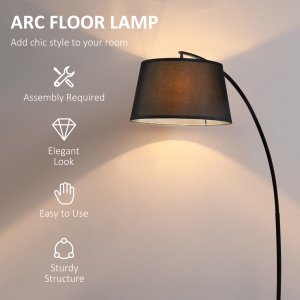 Lampa de Podea tip Arc cu Abajur din Tesatura Comutator cu Pedala Negru - Img 4