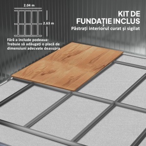 Magazie de Depozitare de 11 x 9 din Metal pentru Unelte de Gradina cu Usi Glisante Duble si 4 Orificii de Aerisire - Img 6
