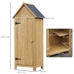 Magazie de Scule de Gradina din Lemn Impermeabila cu Usi si Rafturi, 77.5x54.2x179.5 cm - Img 3