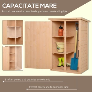 Magazie de Scule pentru Exterior din lemn de brad 75x56x115 cm - Img 4