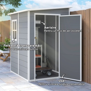 Magazie din Metal pentru Gradina, Gri - Img 5