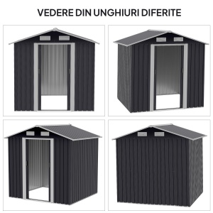 Magazie Gradina 2×1,5×1,9 m – Otel Zincat cu Usi Culisante - Img 7