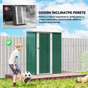 Magazie Grădină Dulap Scule Otel Impermeabil pentru Familie 142x84x189cm Verde Inchis - Img 6
