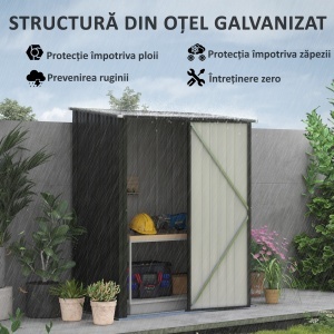 Magazie Grădină Mare din Oțel cu Zăvor pentru Grădină, Negru - Img 4