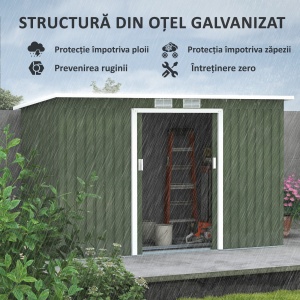 magazie pentru scule de gradina, 280x130x172cm, Verde deschis - Img 4