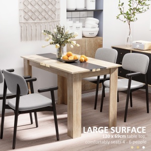 Masă de Dining pentru 4-6 Persoane, Masă de Bucătărie Modernă din Lemn, 120x69x75 cm, Lemn Natural - Img 5