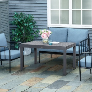 Masa de Gradina Extensibila pentru 8-10 Persoane cu Structura din Aluminiu, 135-270x90x75cm, Gri - Img 2