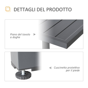 Masa de Gradina Extensibila pentru 8-10 Persoane cu Structura din Aluminiu, 135-270x90x75cm, Gri - Img 7