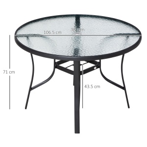 Masa de Gradina Rotunda cu Orificiu pentru Umbrela, din Otel si Sticla, Ø106.5x71 cm, Negru - Img 3