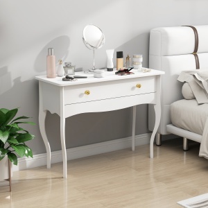 Masă de Toaletă Elegantă cu Sertar Spațios din Lemn Alb 100x40x74 cm - Img 2