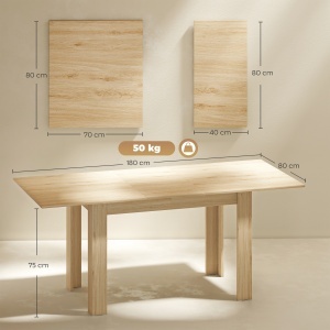 Masa extensibilă, 140-180 cm, finisaj lemn natural, pentru 6-8 persoane - Img 3