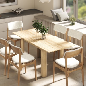 Masa extensibilă, 140-180 cm, finisaj lemn natural, pentru 6-8 persoane - Img 8