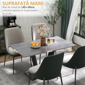 Masa Living 140×80×76 cm – Blat Marmura & Cadru Otel Negru - Img 5