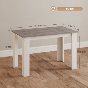 Masă Modernă de Dining pentru 4-6 Persoane 120x69x75 cm Gri și Alb - Img 3
