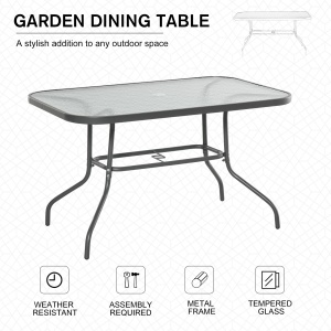 Masa pentru Gradina din Metal si Sticla cu Orificiu pentru Umbrela120x80x70cm - Img 4