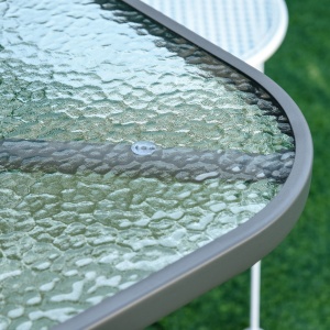 Masa pentru Gradina din Metal si Sticla cu Orificiu pentru Umbrela120x80x70cm - Img 9