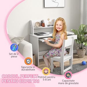Masa & Scaun Birou Lemn – Copii 5–8 Ani, Stil scolar - Img 6