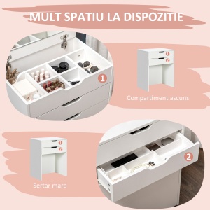 Masa Toaleta Dormitor – Cu Oglinda, Sertar & Scaun Asortat - Img 5
